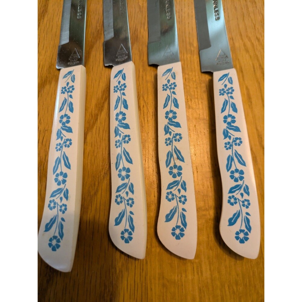 Vtg Household Japan Stainless Corning Blue Cornflower Knive Set Of 6 - Picture 4 of 9